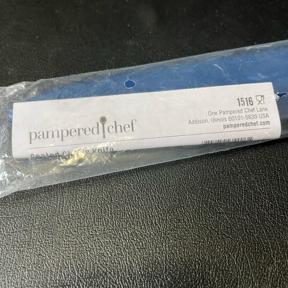 NEW Pampered Chef Blue Coated Chef's Knife #1516 RARE RETIRED